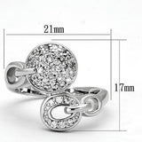 3W321 - Rhodium Brass Ring with AAA Grade CZ  in Clear - Alamode