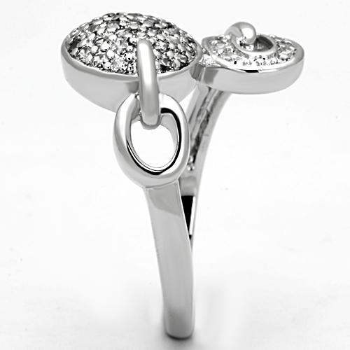3W321 - Rhodium Brass Ring with AAA Grade CZ in Clear - Alamode - Flyclothing LLC