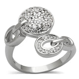 3W321 - Rhodium Brass Ring with AAA Grade CZ  in Clear - Alamode