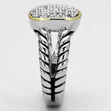 3W322 - Reverse Two-Tone Brass Ring with AAA Grade CZ in Clear - Alamode - Flyclothing LLC