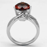 3W323 - Rhodium Brass Ring with AAA Grade CZ in Garnet - Alamode - Flyclothing LLC