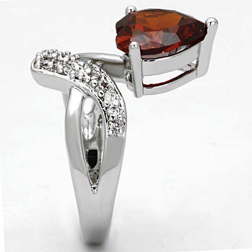 3W323 - Rhodium Brass Ring with AAA Grade CZ in Garnet - Alamode - Flyclothing LLC