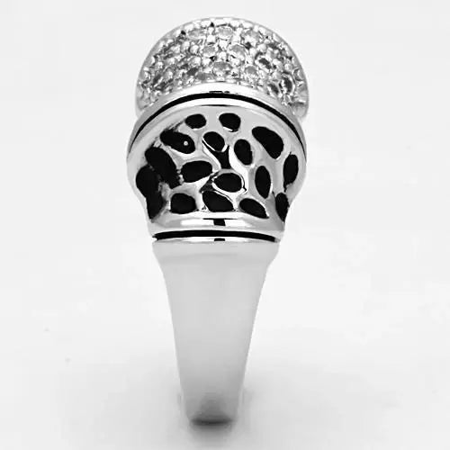 3W324 - Rhodium Brass Ring with AAA Grade CZ in Clear - Alamode - Flyclothing LLC