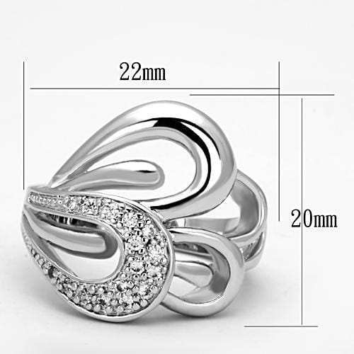 3W325 - Rhodium Brass Ring with AAA Grade CZ in Clear - Alamode - Flyclothing LLC