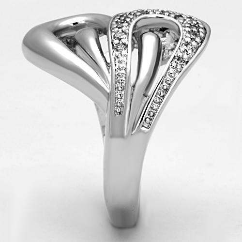 3W325 - Rhodium Brass Ring with AAA Grade CZ in Clear - Alamode - Flyclothing LLC