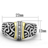 3W327 - Reverse Two-Tone Brass Ring with Top Grade Crystal in Clear - Alamode - Flyclothing LLC