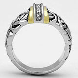 3W327 - Reverse Two-Tone Brass Ring with Top Grade Crystal in Clear - Alamode - Flyclothing LLC