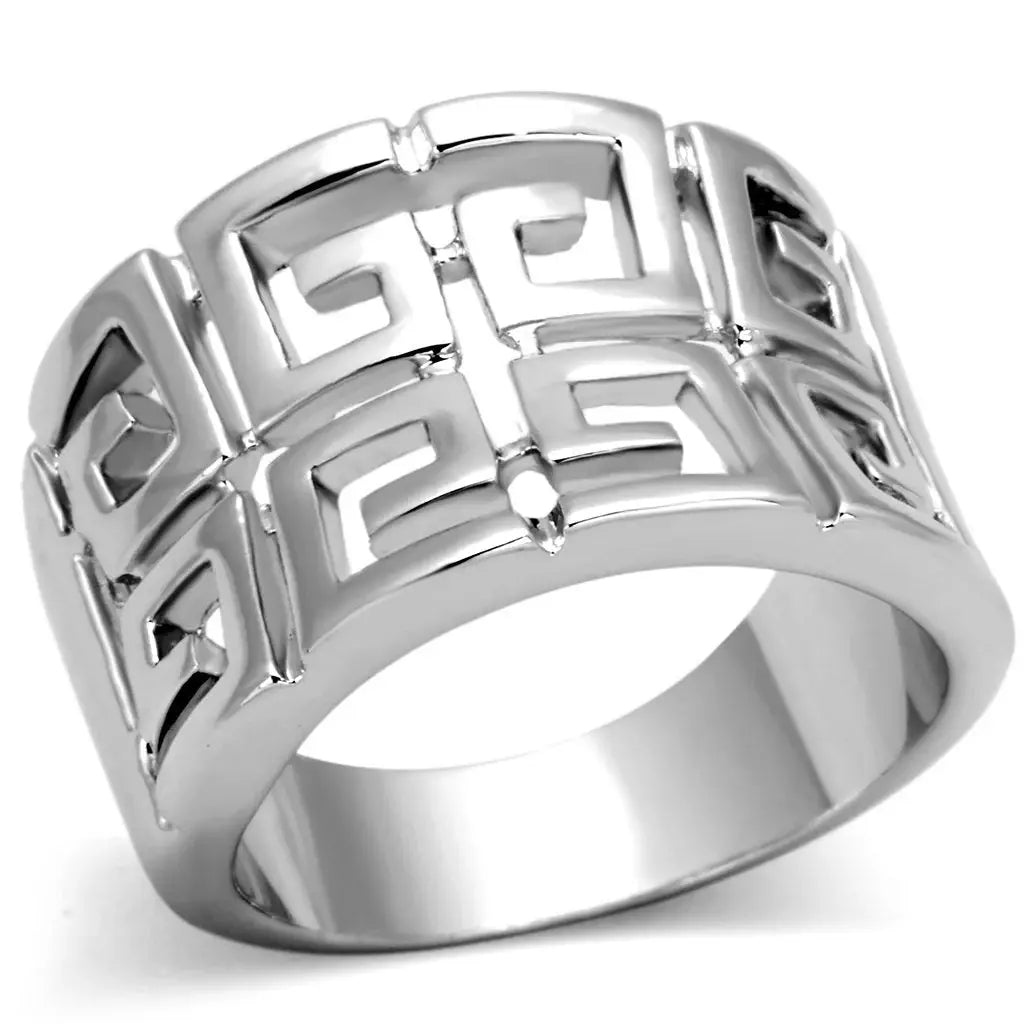 3W329 - Rhodium Brass Ring with No Stone - Alamode - Flyclothing LLC