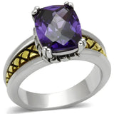 3W331 - Reverse Two-Tone Brass Ring with AAA Grade CZ in Amethyst - Alamode - Flyclothing LLC
