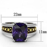 3W331 - Reverse Two-Tone Brass Ring with AAA Grade CZ in Amethyst - Alamode - Flyclothing LLC