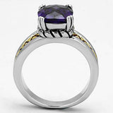 3W331 - Reverse Two-Tone Brass Ring with AAA Grade CZ in Amethyst - Alamode - Flyclothing LLC
