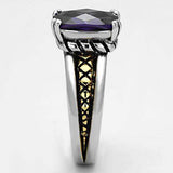 3W331 - Reverse Two-Tone Brass Ring with AAA Grade CZ in Amethyst - Alamode - Flyclothing LLC