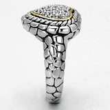 3W333 - Reverse Two-Tone Brass Ring with AAA Grade CZ in Clear - Alamode - Flyclothing LLC