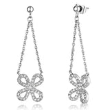 3W354 - Rhodium Brass Earrings with AAA Grade CZ in Clear - Alamode - Flyclothing LLC