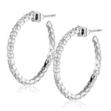 3W370 - Rhodium Brass Earrings with AAA Grade CZ  in Clear