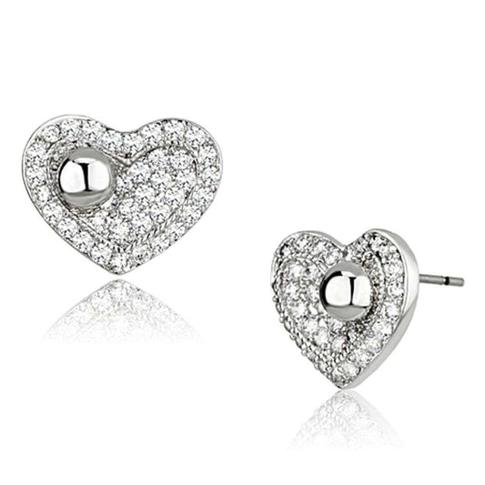 3W374 - Rhodium Brass Earrings with AAA Grade CZ in Clear - Alamode - Flyclothing LLC