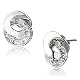 3W376 - Rhodium Brass Earrings with AAA Grade CZ  in Clear
