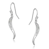 3W377 - Rhodium Brass Earrings with AAA Grade CZ  in Clear - Alamode
