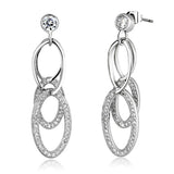 3W379 - Rhodium Brass Earrings with AAA Grade CZ in Clear - Alamode - Flyclothing LLC
