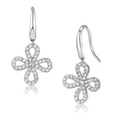 3W382 - Rhodium Brass Earrings with AAA Grade CZ in Clear - Alamode - Flyclothing LLC