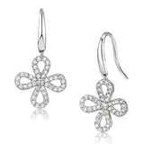 3W382 - Rhodium Brass Earrings with AAA Grade CZ  in Clear - Alamode