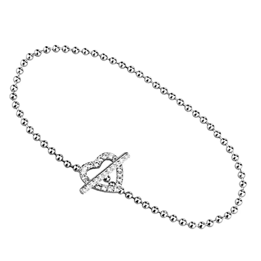 3W404 - Rhodium Brass Bracelet with AAA Grade CZ in Clear - Alamode - Flyclothing LLC