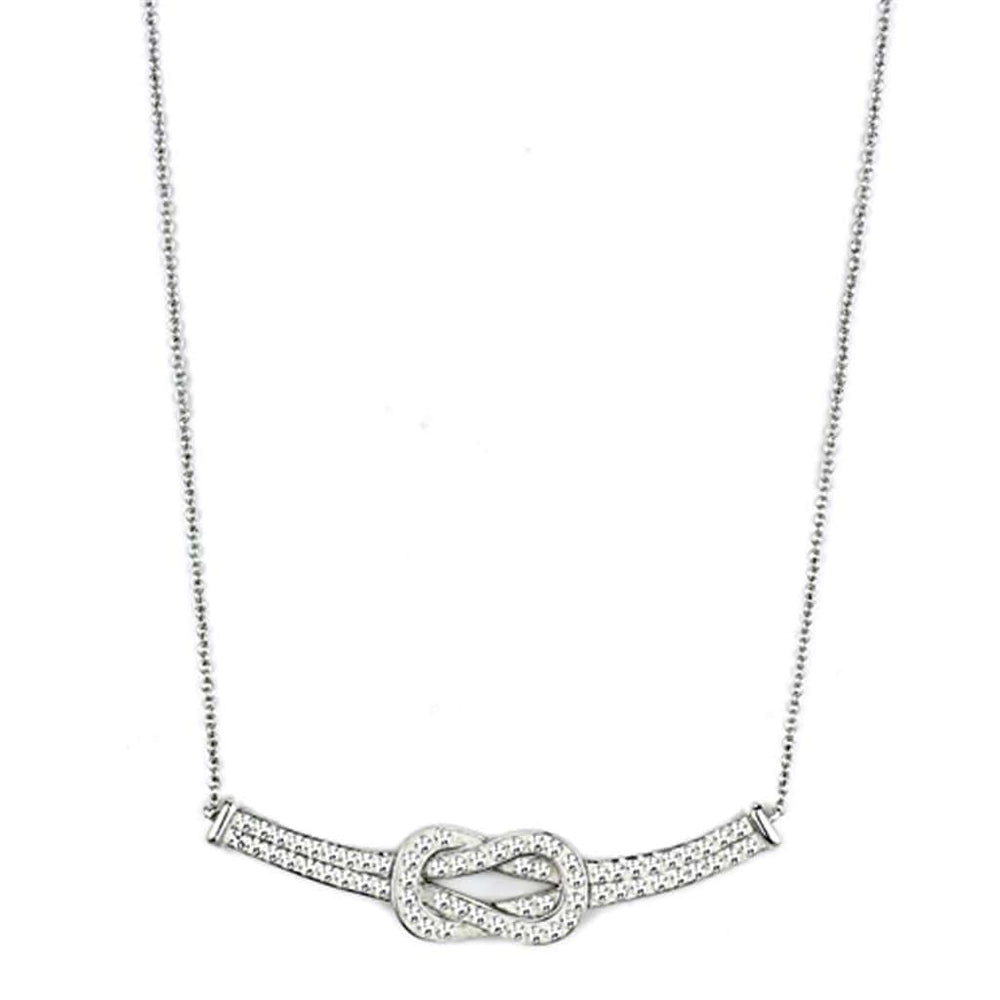 3W406 - Rhodium Brass Necklace with Top Grade Crystal  in Clear