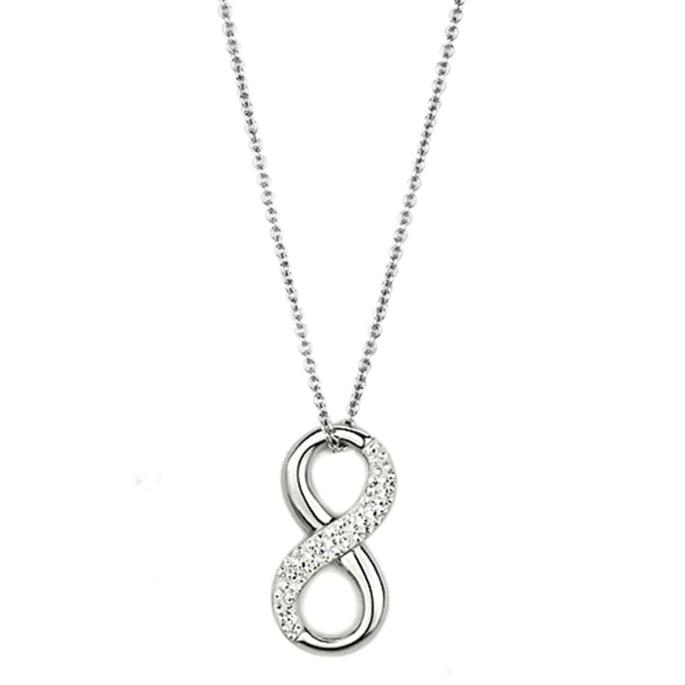 3W407 - Rhodium Brass Necklace with Top Grade Crystal  in Clear - Alamode