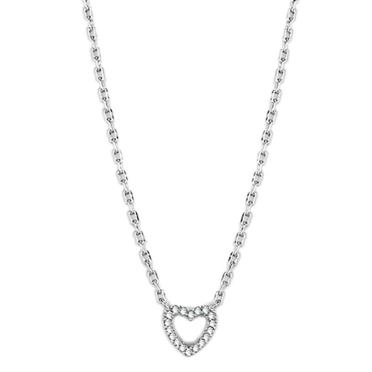 3W413 - Rhodium Brass Necklace with AAA Grade CZ in Clear - Alamode - Flyclothing LLC