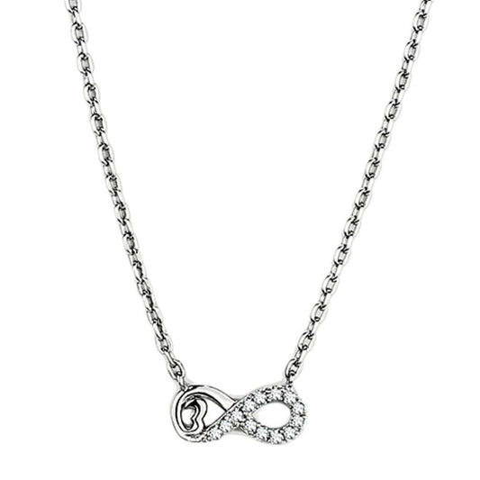 3W418 - Rhodium Brass Necklace with AAA Grade CZ in Clear - Alamode - Flyclothing LLC
