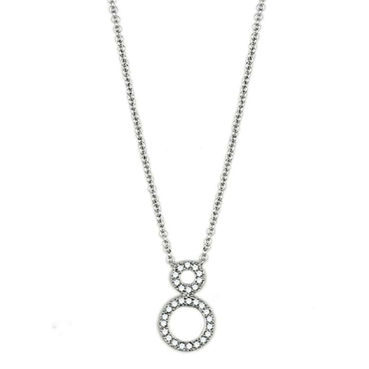 3W421 - Rhodium Brass Necklace with AAA Grade CZ in Clear - Alamode - Flyclothing LLC