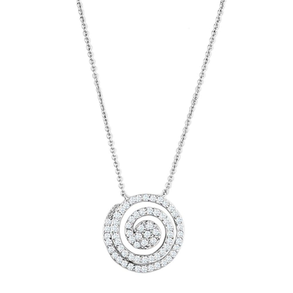 3W422 - Rhodium Brass Necklace with AAA Grade CZ  in Clear - Alamode