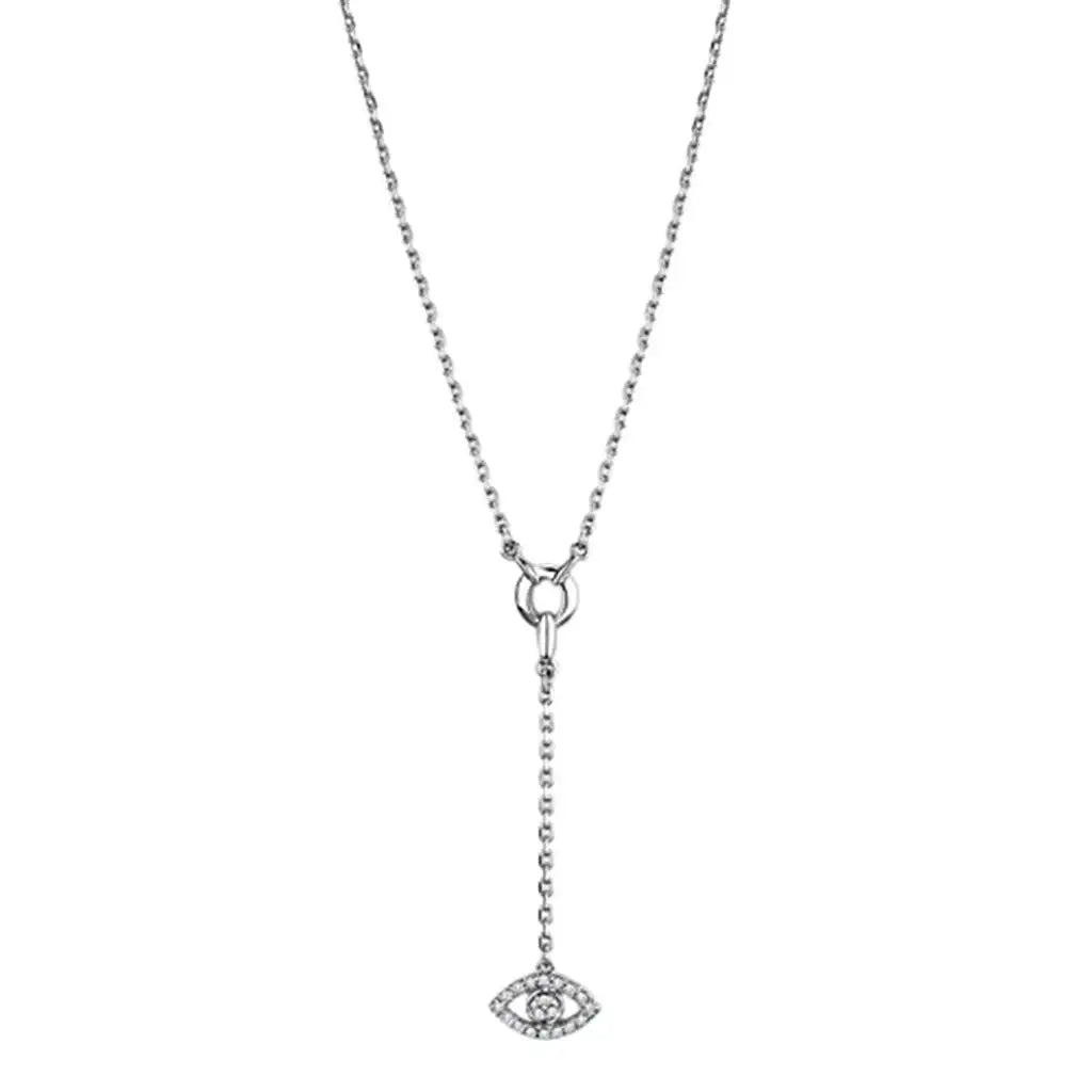 3W423 - Rhodium Brass Necklace with AAA Grade CZ in Clear - Alamode - Flyclothing LLC