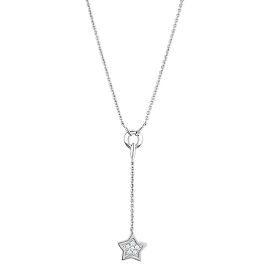 3W426 - Rhodium Brass Necklace with AAA Grade CZ in Clear - Alamode - Flyclothing LLC