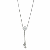 3W427 - Rhodium Brass Necklace with AAA Grade CZ  in Clear
