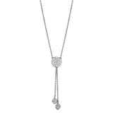 3W429 - Rhodium Brass Necklace with AAA Grade CZ  in Clear