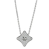3W430 - Rhodium Brass Necklace with AAA Grade CZ in Clear - Alamode - Flyclothing LLC