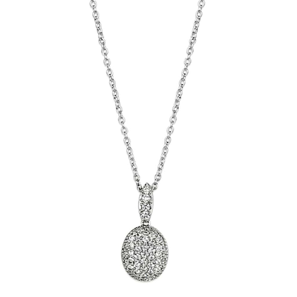 3W432 - Rhodium Brass Necklace with AAA Grade CZ  in Clear - Alamode