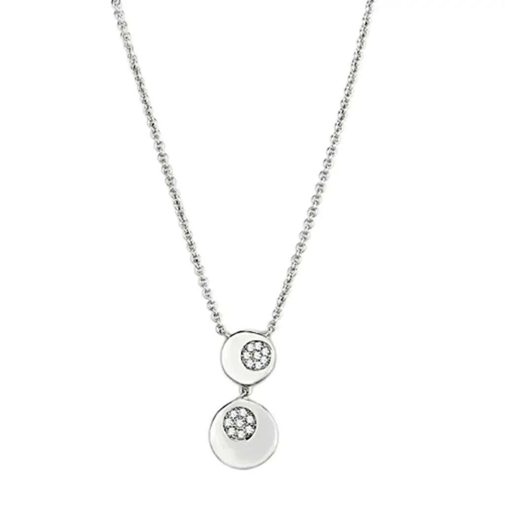 3W435 - Rhodium Brass Necklace with AAA Grade CZ in Clear - Alamode - Flyclothing LLC