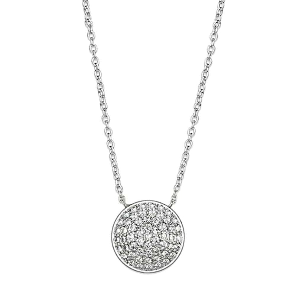 3W436 - Rhodium Brass Necklace with AAA Grade CZ  in Clear - Alamode