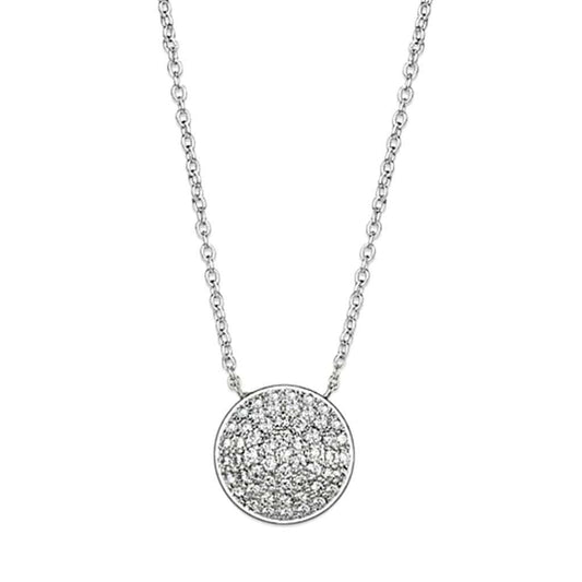 3W436 - Rhodium Brass Necklace with AAA Grade CZ in Clear - Alamode - Flyclothing LLC