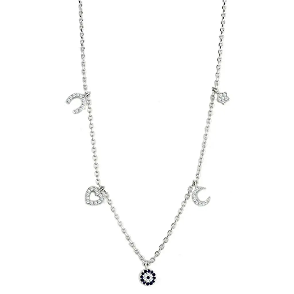 3W439 - Rhodium Brass Necklace with AAA Grade CZ in Montana - Alamode - Flyclothing LLC