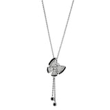 3W441 - Rhodium + Ruthenium Brass Necklace with AAA Grade CZ in Black Diamond - Alamode - Flyclothing LLC