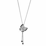 3W441 - Rhodium + Ruthenium Brass Necklace with AAA Grade CZ  in Black Diamond - Alamode