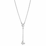 3W443 - Rhodium Brass Necklace with AAA Grade CZ  in Clear - Alamode