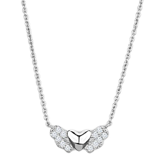 3W451 - Rhodium Brass Necklace with AAA Grade CZ in Clear - Alamode - Flyclothing LLC