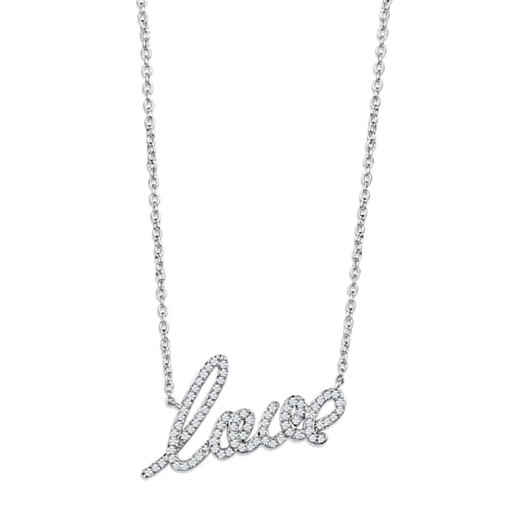 3W453 - Rhodium Brass Necklace with AAA Grade CZ  in Clear - Alamode