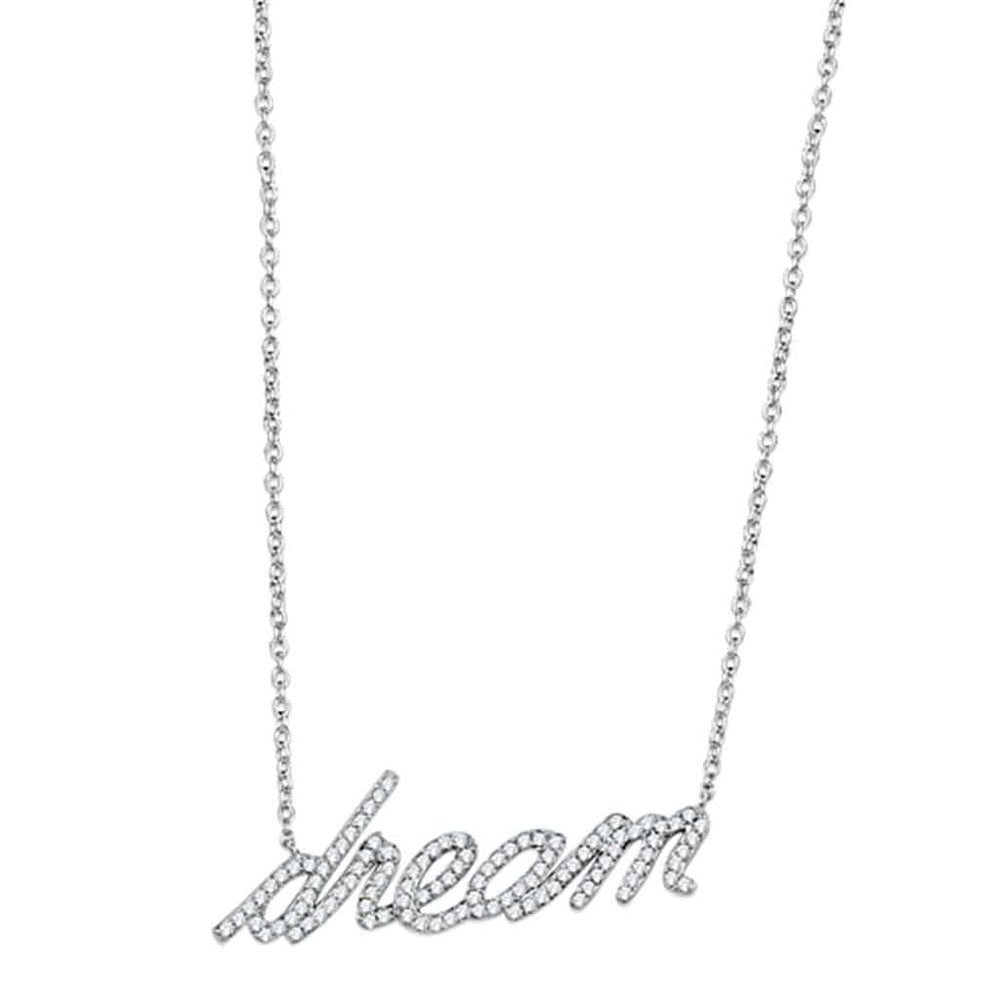 3W455 - Rhodium Brass Necklace with AAA Grade CZ  in Clear - Alamode
