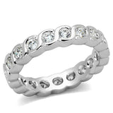 3W462 - Rhodium Brass Ring with AAA Grade CZ  in Clear - Alamode