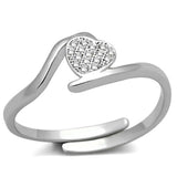 3W464 - Rhodium Brass Ring with AAA Grade CZ in Clear - Alamode - Flyclothing LLC